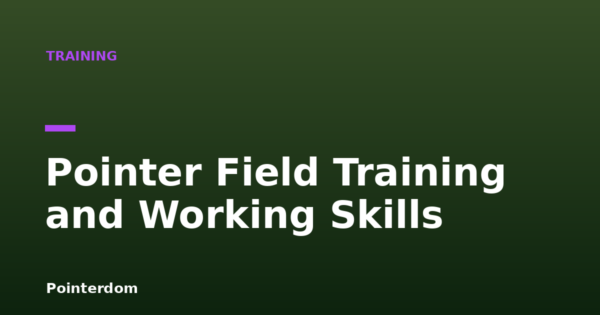 Pointer Field Training and Working Skills